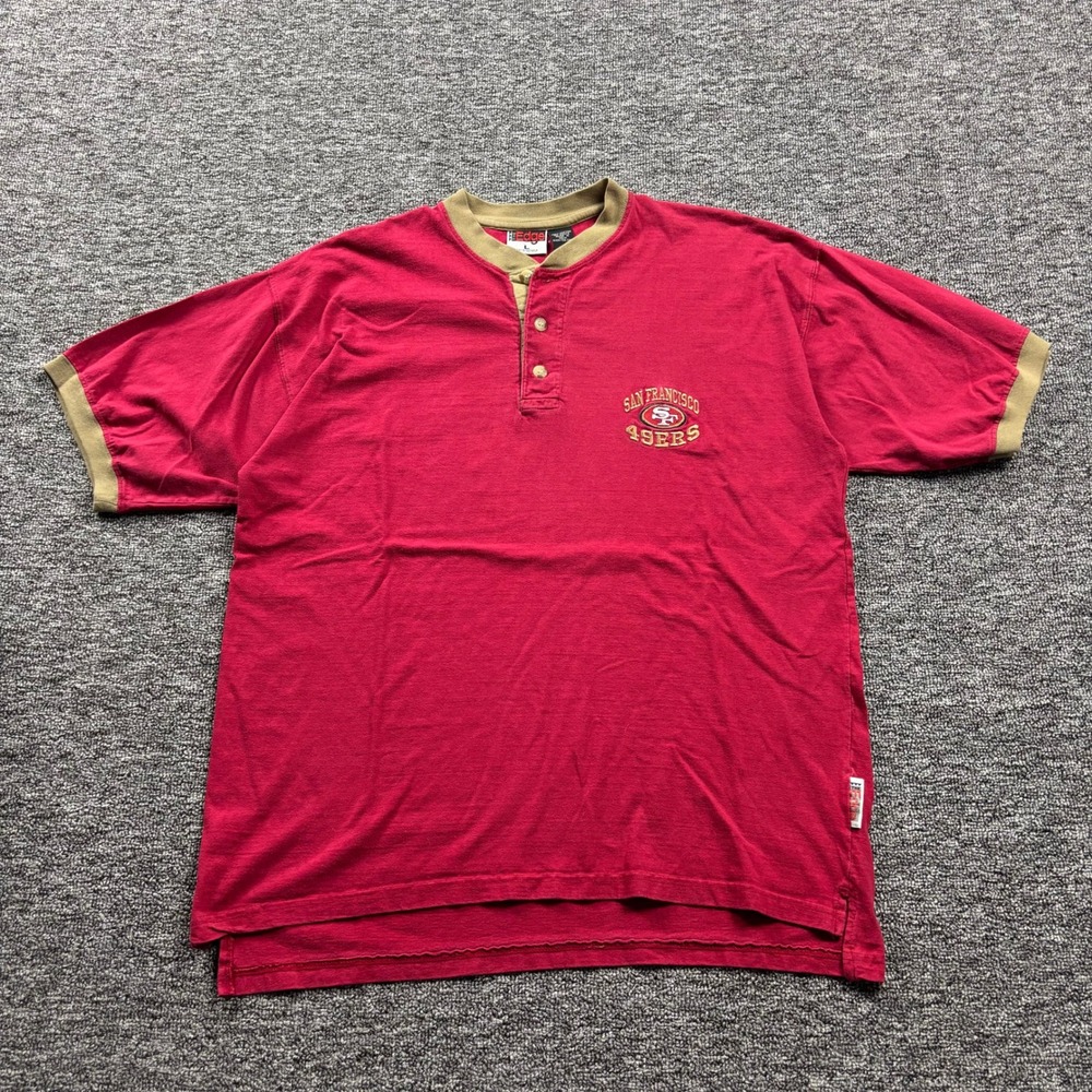 Vintage 1997 The Edge San Francisco 49ers Henley Ringer‎ Red Shirt Size Large